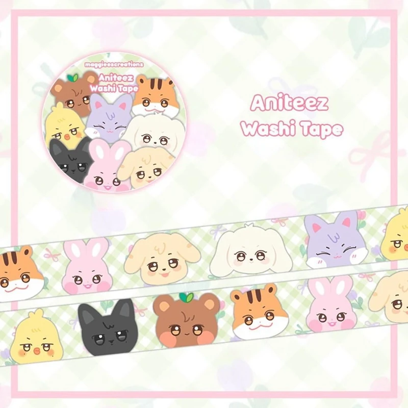 KPOP Korean Ins Cute Animals Washi Tape Hand Account Decorative Tape Collage Planner DIY School Stationary Stickers 5