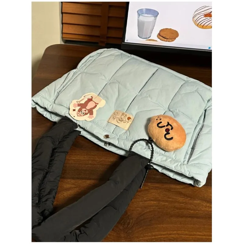 JIAERDI Lightweight Puffy Blue Shoulder Bags Women New Harajuku Soft Comfortable Tote Bag Hot Girls  Large Capacity Handbag Y2k