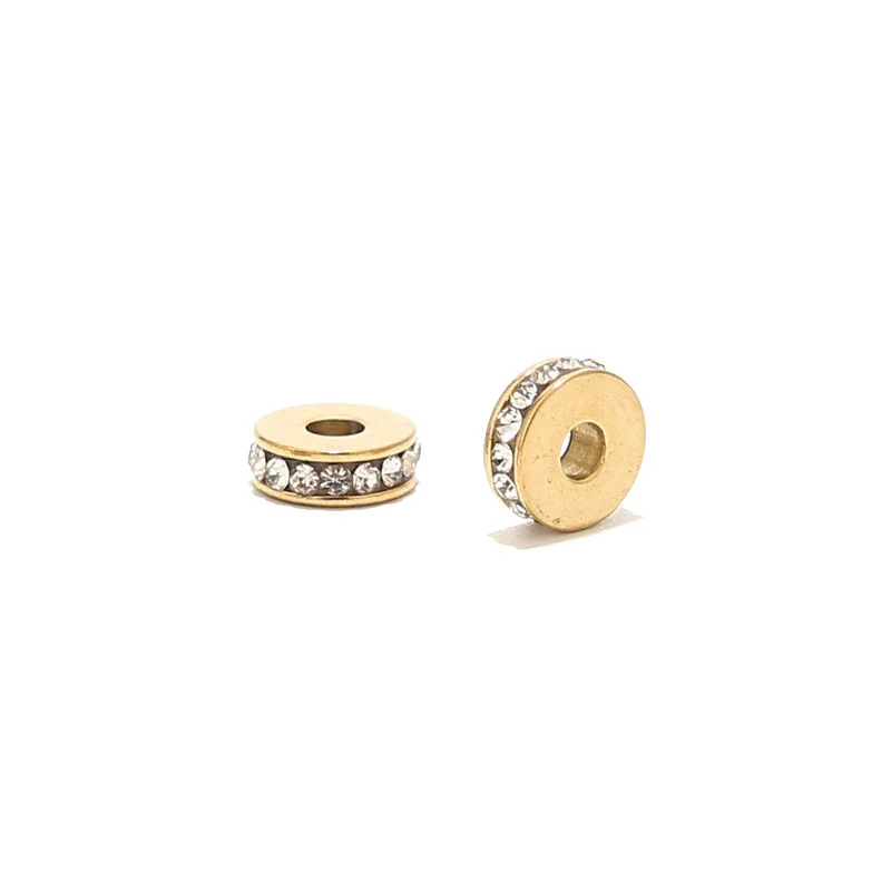 

10pcs Stainless Steel 7mm Gold Flat Round Bead Loose Spacer Beads for DIY Bracelet Necklace Jewelry Making Accessories