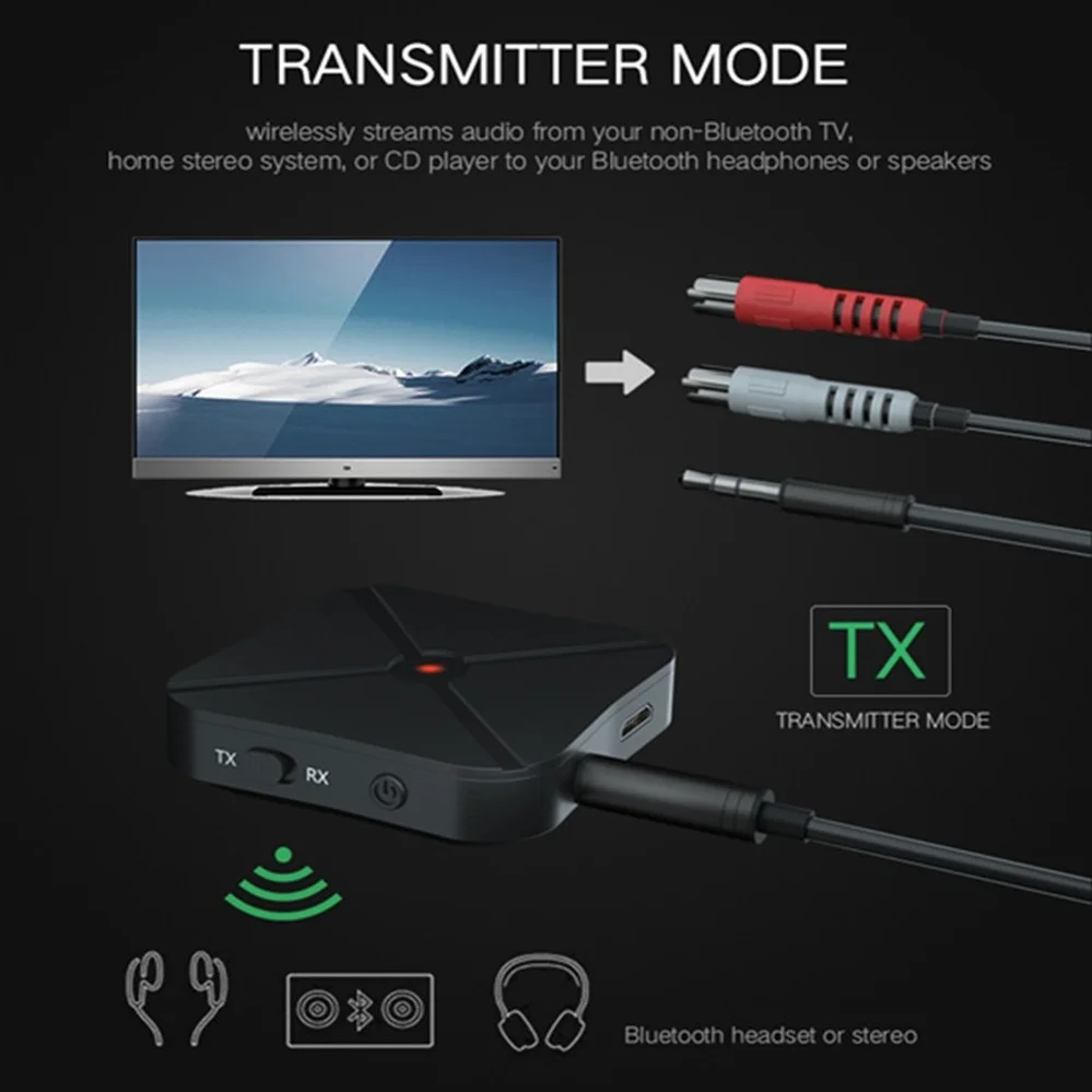 PzzPss Bluetooth 5.0 4.2 Receiver and Transmitter Audio Music Stereo Wireless Adapter RCA 3.5MM AUX Jack For Speaker TV Car PC bluetooth adapter bluetooth audio receiver bluetooth transceiver adapter audio adapter bluetooth aux adaptor