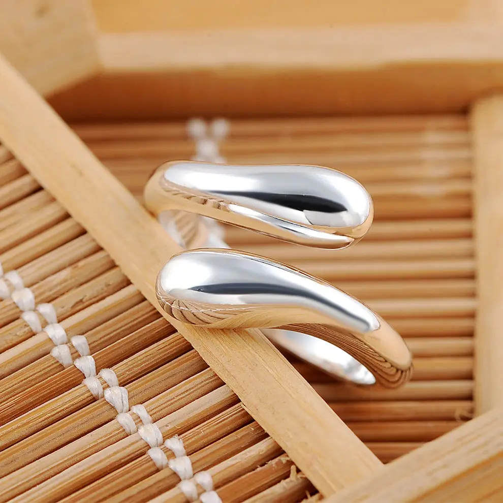 Silver Ring Wedding Rings Silver Rings 925 sterling Silver Water droplets Rings For Women adjustable charm Fashion Party Wedding Accessories Jewelry Christmas Gifts
