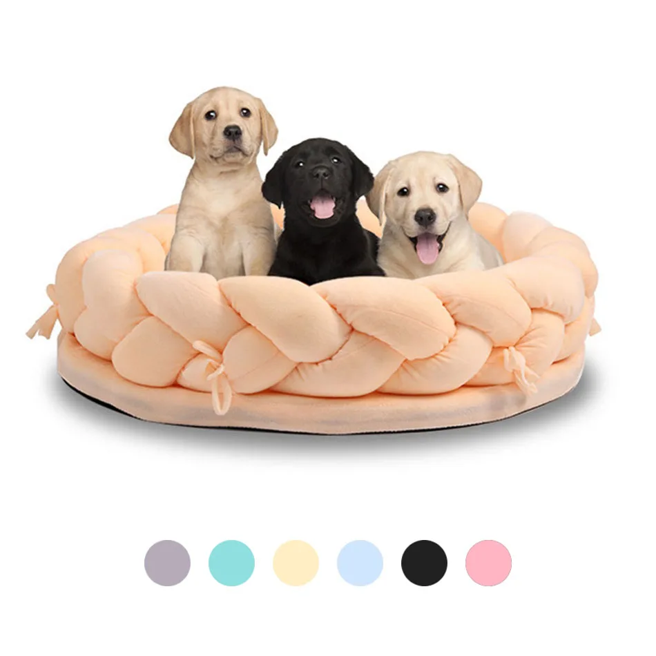 

Pet Bed for Dog Cat Cushion Puppy Candy Colors Soft Weave Kennel Warm Small Dog Cat Bed Pad Detachable Pet Products Accessories