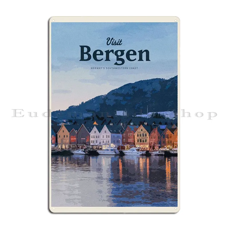 

Visit Bergen Metal Plaque Poster Wall Cave Cave Designing Design Create Tin Sign PosterWall Decoration