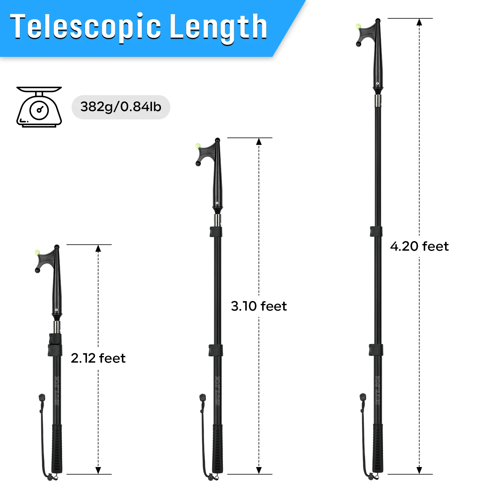 Description Picture 4 of itemSANLIKE Telescopic Boat Hook Floating Durable Rust-Resistant with Luminous Bead Push Pole Boats Accessory For Fishing Kayak