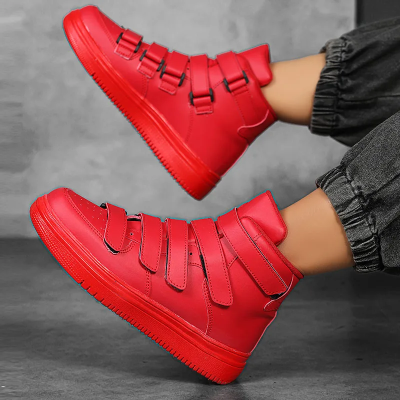 Hot Sale Cheap Men's Fashion Sneakers Red High top Shoes Casual Men Hoop-look Platform Sneakers Men Flat Shoes Zapatillas Hombre - Image 4