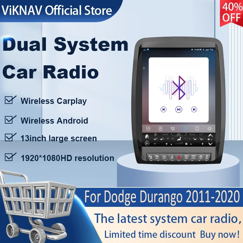 

Автомобильная магнитола для Dodge Durango 2011-2020, 13 дюймов, Android, GPS-навигация, мультимедийный плеер с ЖК-дисплеем, 128 ГБ