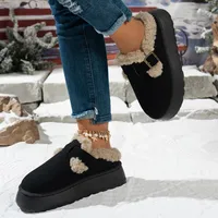 Mules sabot femme automne-hiver 2026, style rétro, doublure sherpa, plateforme épaisse, boucle métallique, chaudes, décontractées, pour la maison et l'extérieur 6