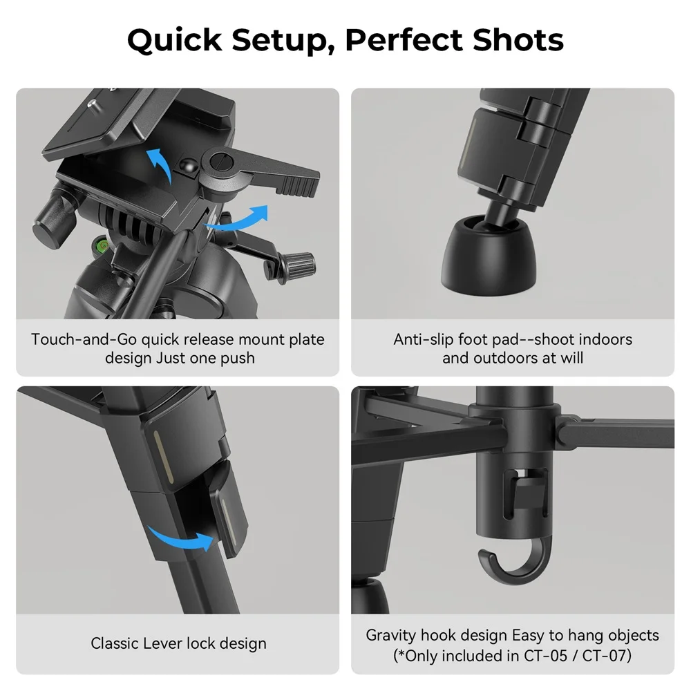 Versatile Lightweight Tripod Adjustable Portable Foldable Tripod for Camera W Sm