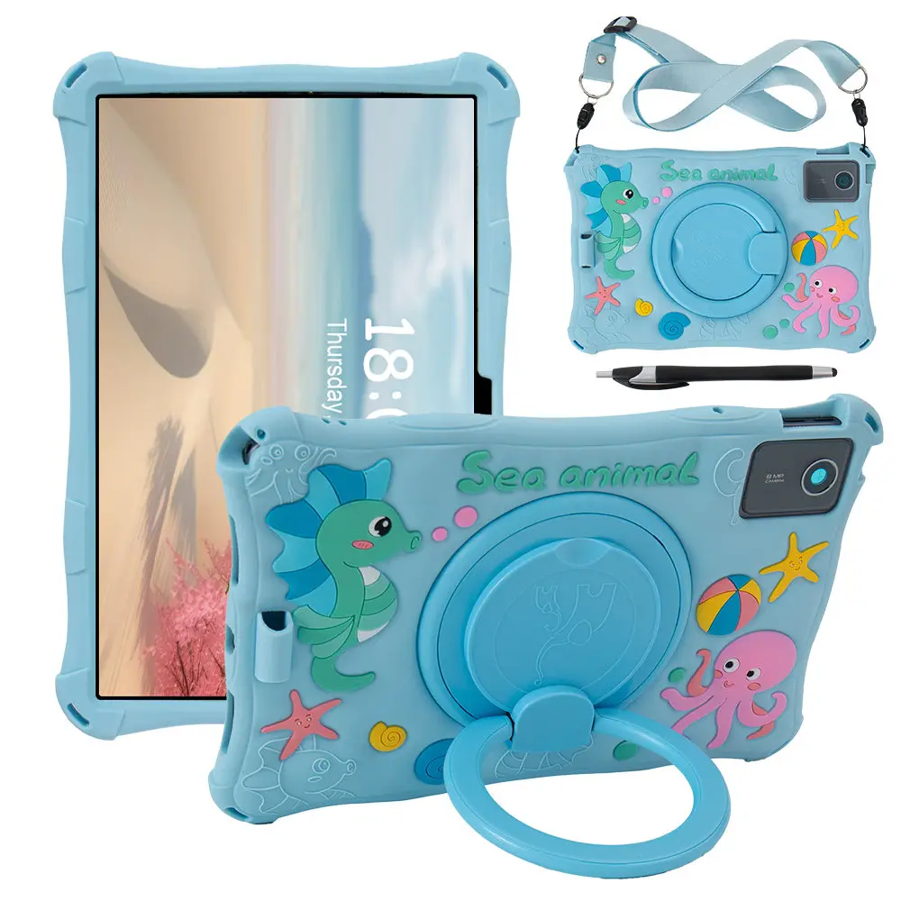 11-Inch Cartoon Rotating Soft Silicone Tablet Case