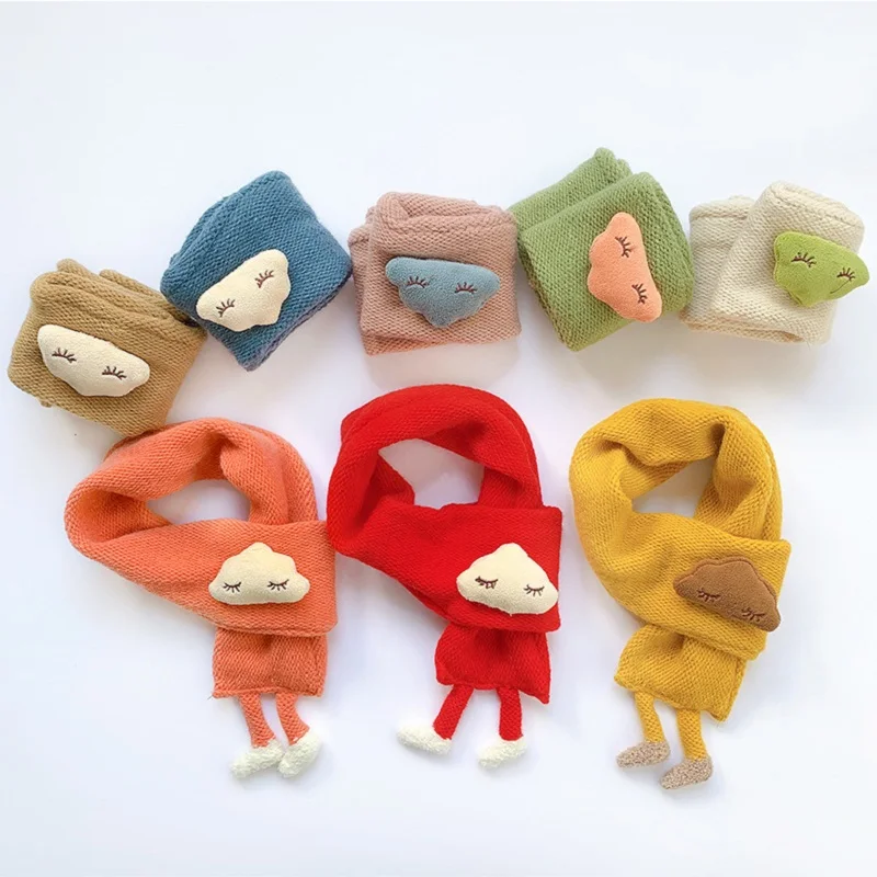 1-5Years Children's Scarf Winter Korean Style Fashion Cartoon Knitted Warm Scarves Infant Girls Boys Neck Cover Baby Scarfs