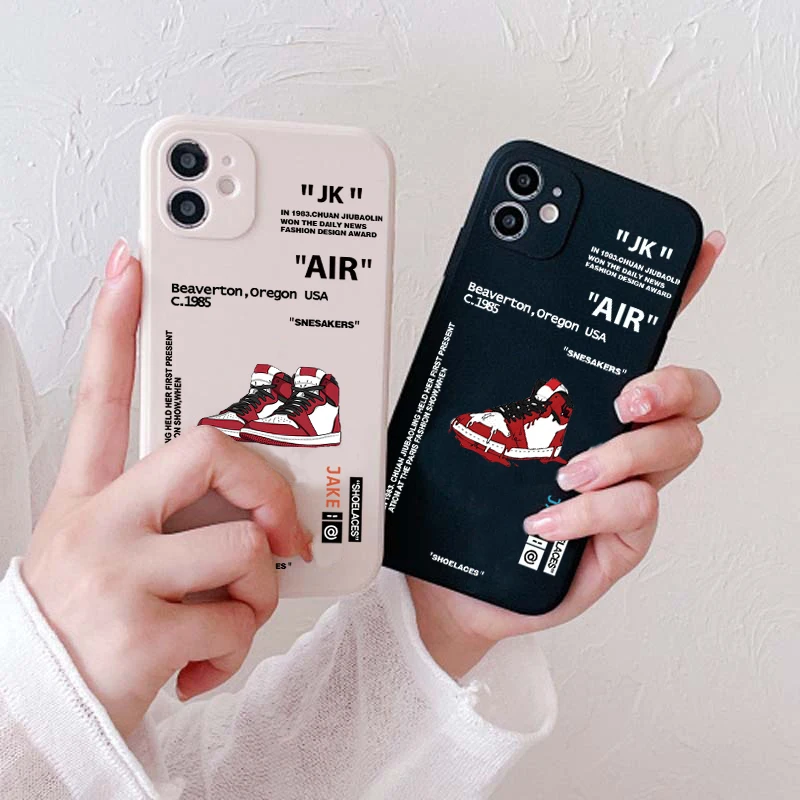 Ins Hot Off Air Sports Shoes Custodia Per Telefono Di Marca Per Iphone 12 11 13Pro M X Xs Max Xr 7 8 Plus Sneakers Cover Posteriore Morbida Bianca