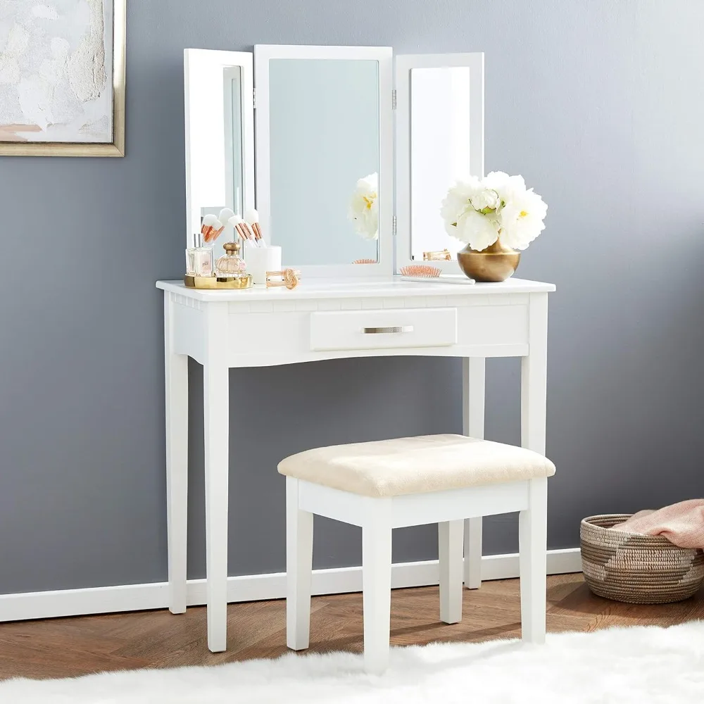 

Dresser Three Mirror Dressing Table Free Shipping Vanity Home Furnishing Vanity Set Dressers Toiletries Bedroom Furniture