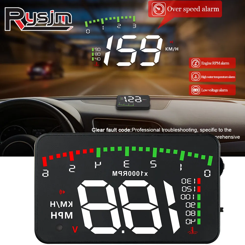 A900 OBD2 HUD 자동차 헤드업 디스플레이 속도계 앞유리 프로젝터 RPM 수온 과속 경보 자동차 전자 액세서리