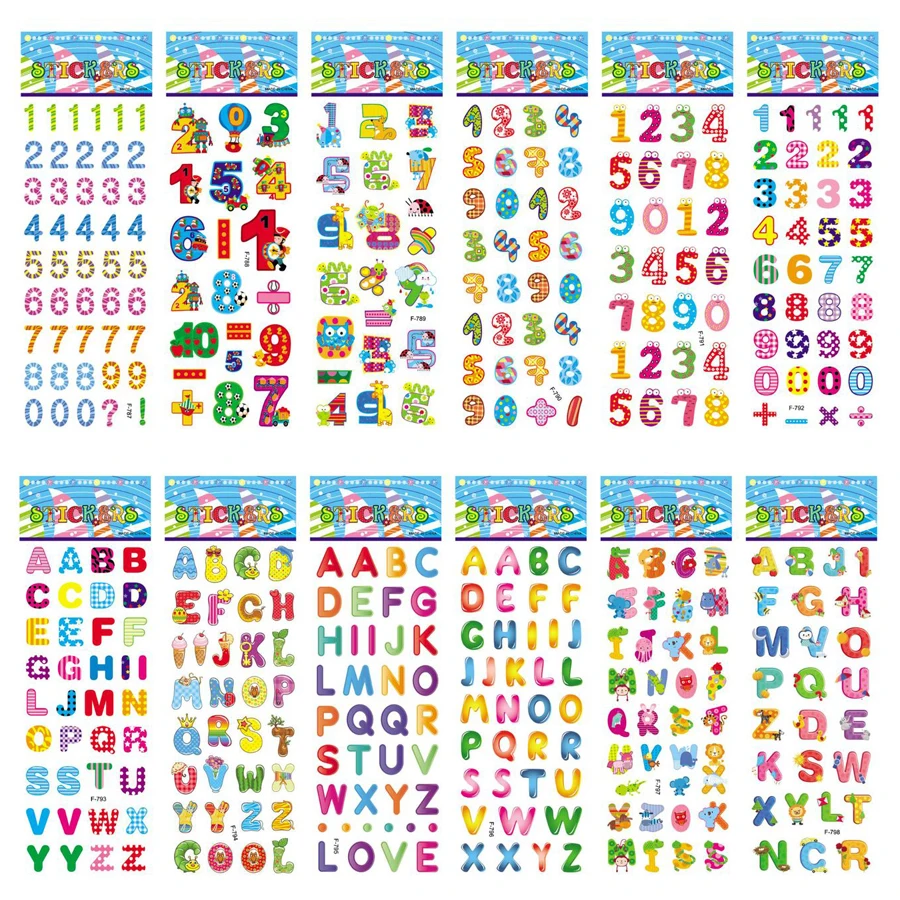 5 Sheets Kids Stickers Puffy Stickers for Children Birthday Christmas New Year Gift for Girl Boy Scrapbooking Cartoon Stickers 6