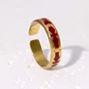 Bagues géométriques Vintage rouge goutte à goutte d'huile pour femmes, en acier inoxydable, couleur or, ouverture en cœur, bagues réglables, bijoux, nouveau 2025