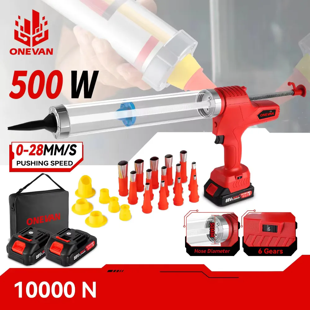 10000N Electric Caulking Gun 6 Gears Cordless Glue Gun Glass Hard Rubber Sealant Power Tool Makita 18v Battery Pin cordless glue gun
