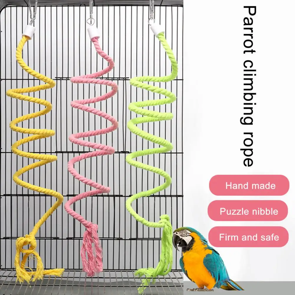

Bird Toy Spiral Cotton Rope Chewing Bar Parrot Swing Climbing Standing Toys with Bell Bird Supplies Parrots Climbing Toys