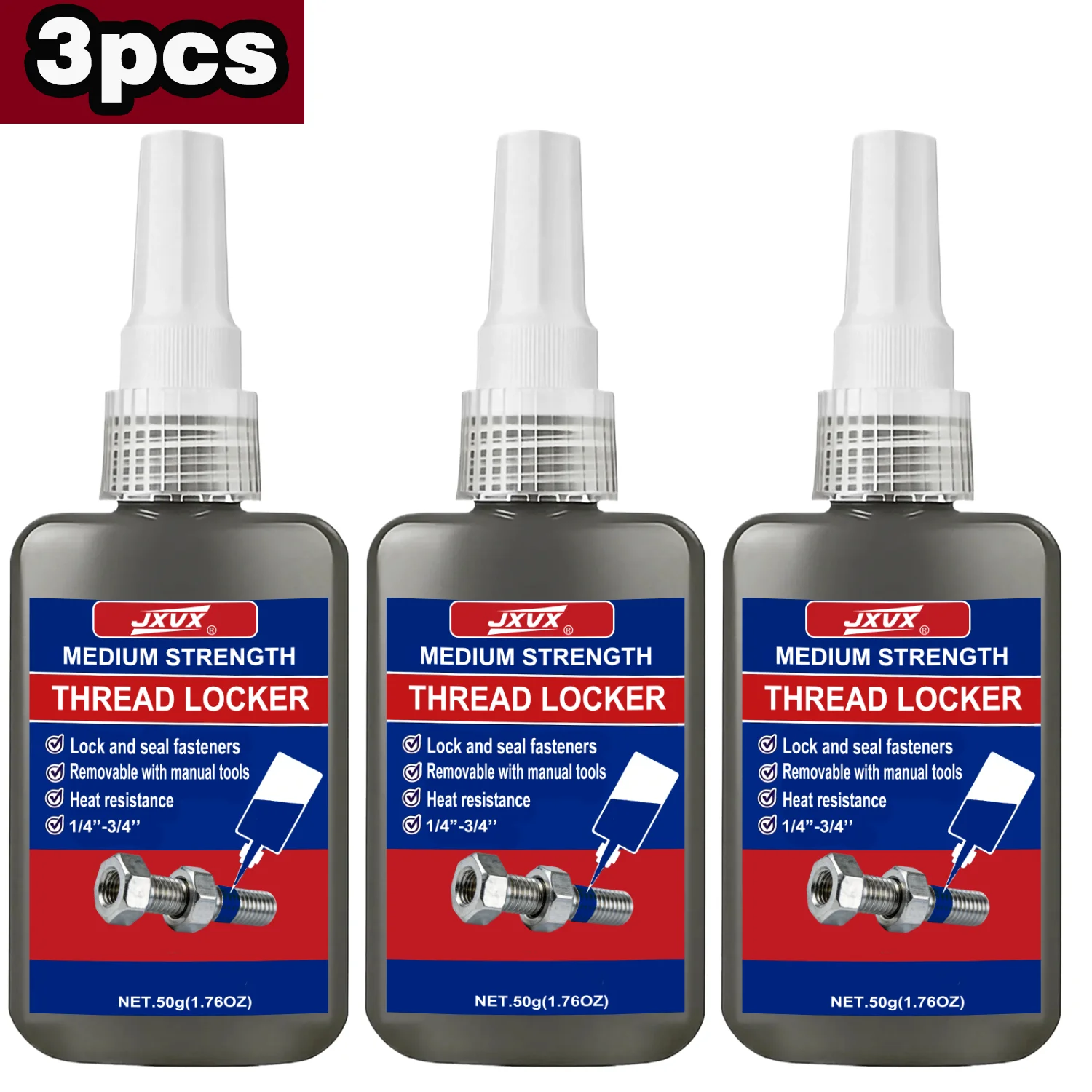 Medium to High Strength Blue Threadlocker Adhesive - 50ml Anaerobic Anti-Loose Screw Glue Agent