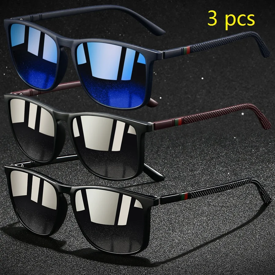 3PCS Mode Vintage Überprüfen Quadrat Sonnenbrille Männer Frauen Fahren Angeln Luxus Marke Designer Sonnenbrille Retro UV400 Brillen