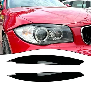 2pcs Car Headlight Eye Lid Covers Black Trim ABS Carbon Fiber Eye-catching For BMW 1 Series E87 E88 E81 E82 Eyelids Brows 1