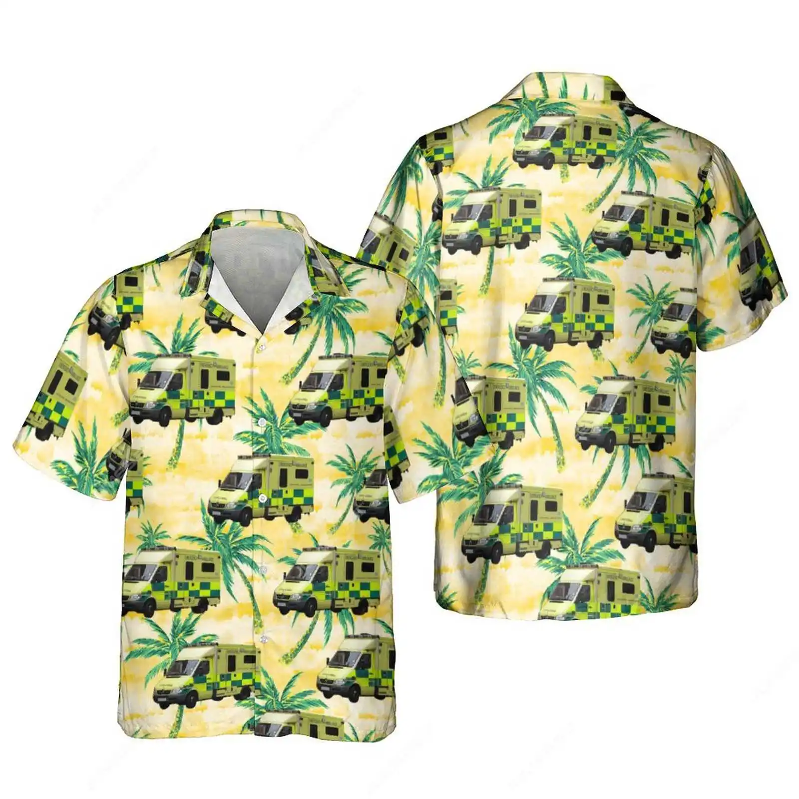 Jumeast 3D Printed Camo Tank Car Men Hawaiian Shirts American Guns Self Defense Beach Blouses Palm Tree Camisa Social Clothes 4
