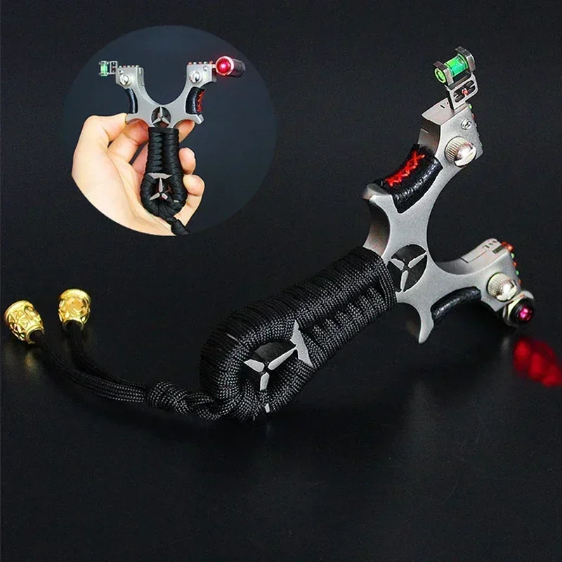 Outdoor Hunting Shooting Laser Aimed Metal Slingshot  High Precision Sliding Tirachinas Super Potential Para Caza Slingsshot