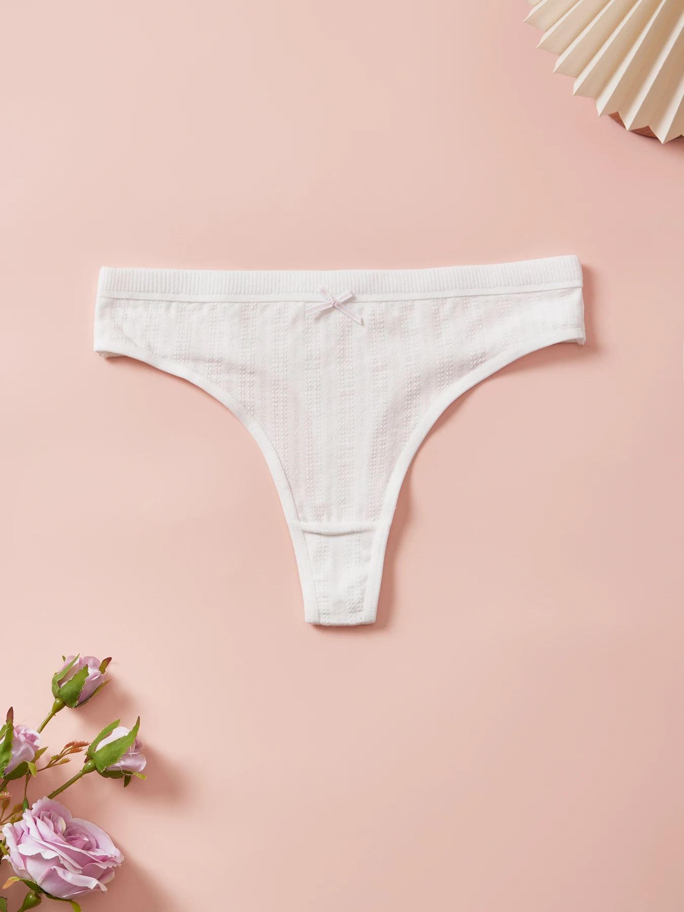 Sexy Women's Cotton Thong Panties 5pcs Low Rise Soft Comfortable Underwear Breathable Ladies Panties Bowknot for Everyday Wear