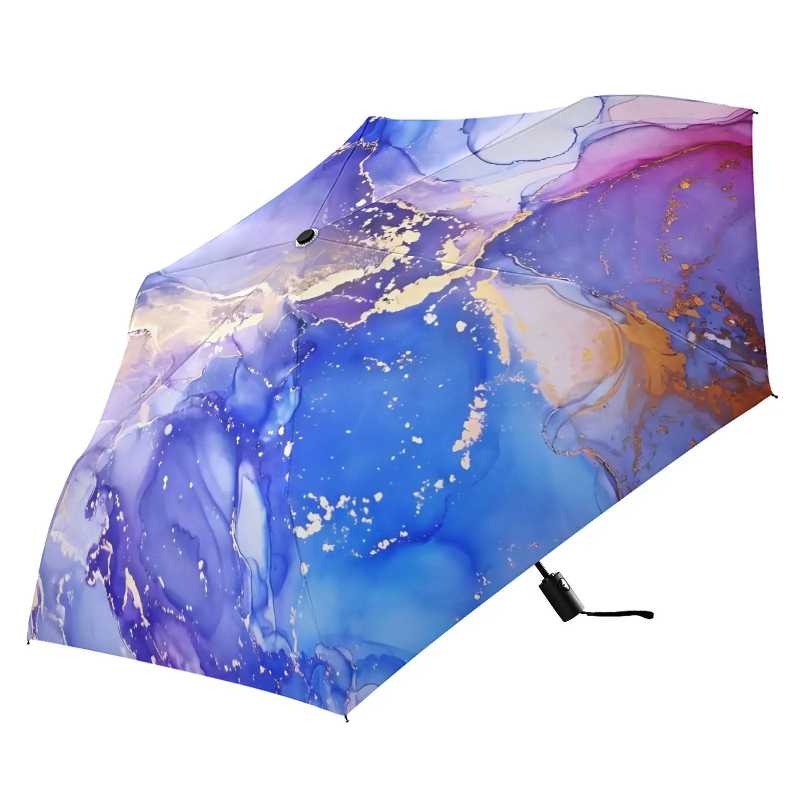 

Three Folding Umbrella Rain Women Marble printing Sun Protection Anti-UV Fully Automatic Umbrella Male Parasol Sunshade 6 Ribs
