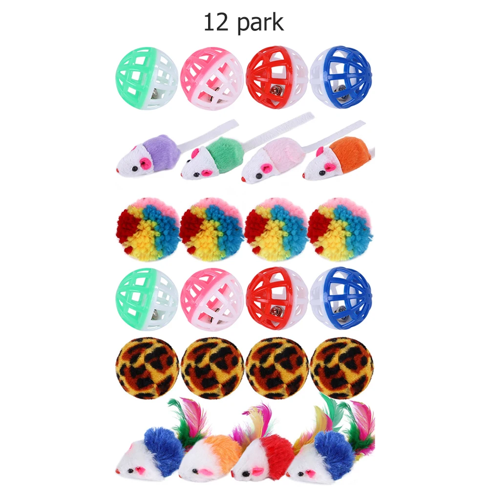 12Pcs 재미있는 티저 놀이 장난감 키트 마우스 벨 공 새끼 고양이 대화형 놀이 장난감 강아지 용품 개 훈련 장난감