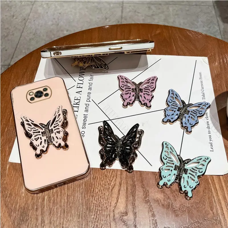 Luxury Butterfly Plating Holder Phone Case with Stand Feature