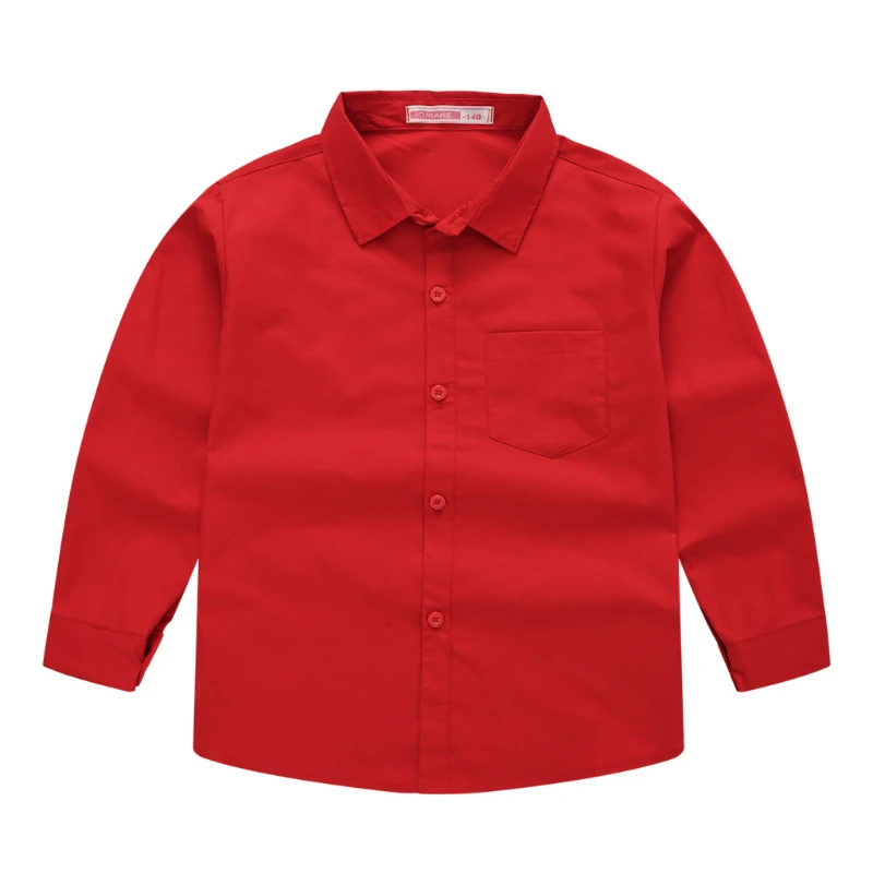 Cotton boy child shirt Long Sleeve Solid boy's social shirt Children Formal Suit School Performance blouse Boy Clothes