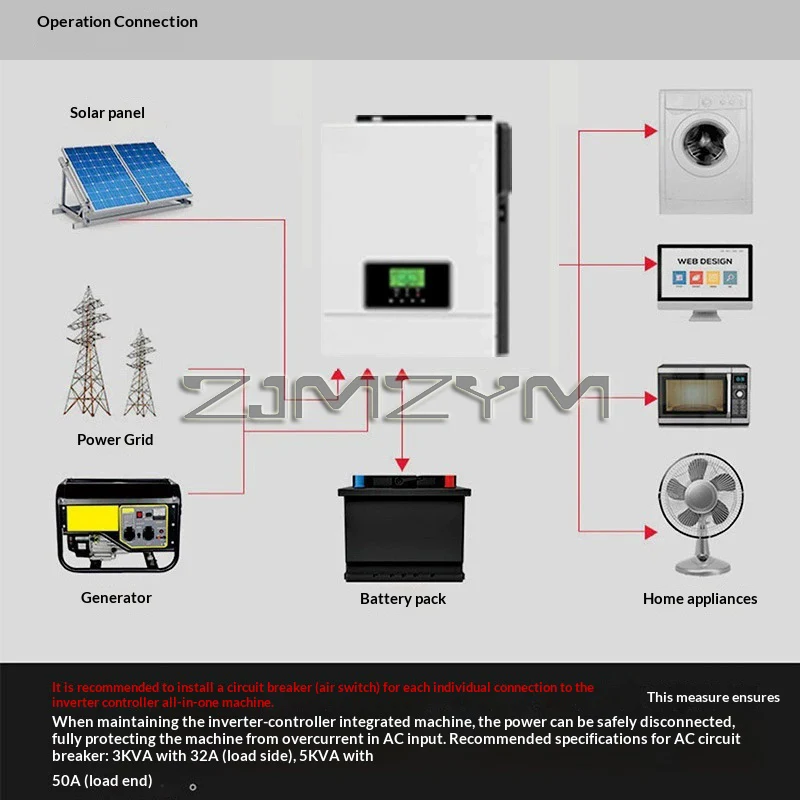 태양광 인버터 1.6KW 3KW MPPT 순수 정현파 인버터 태양광 충전 컨트롤러 12V 24V DC-230V AC 오프그리드 인버터