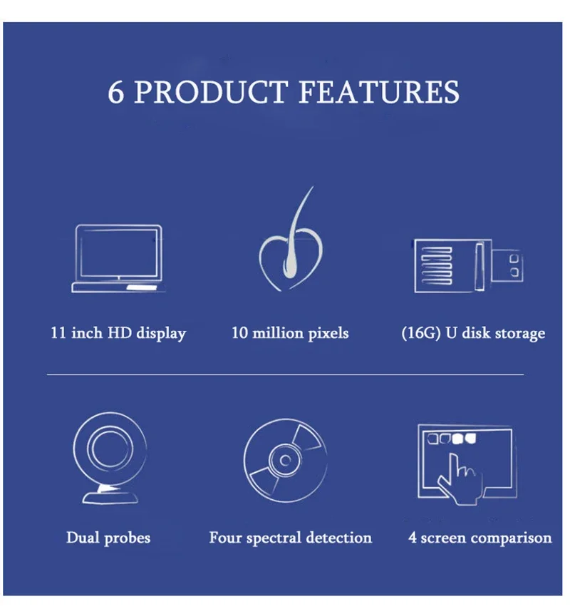 UV Skin Analyzer Machine Professional Scalp Detector Hair Follicles Oil Moisture Tester Facial Skin Hair Analyser Machine 11inch