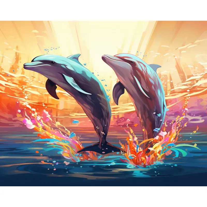 GATYZTORY Diy Painting By Numbers For Adults Dolphin Wall Art Picture  Canvas By Numbers Kits Coloring By Numbers For Home Decors - AliExpress