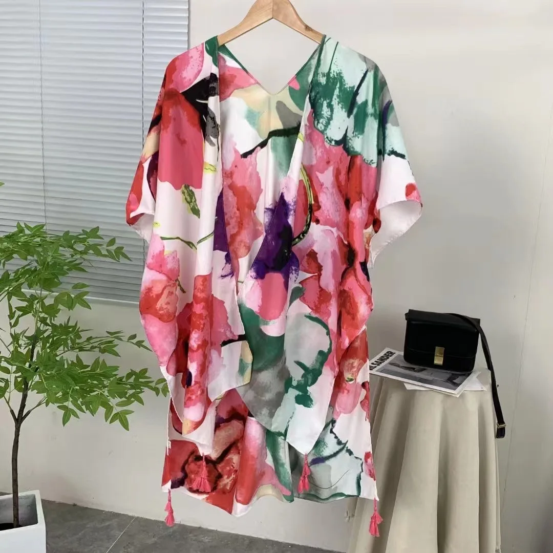 Europe Fashion lady Summer Bikini Cover Up Sexy Cotton Printed Loose Shawl Sraf Beachwear Causal Floral Kimonos DropShipping cotton breastfeeding towel breastfeeding fig cloth out breastfeeding cover towel anti empty shawl breastfeeding cover towel