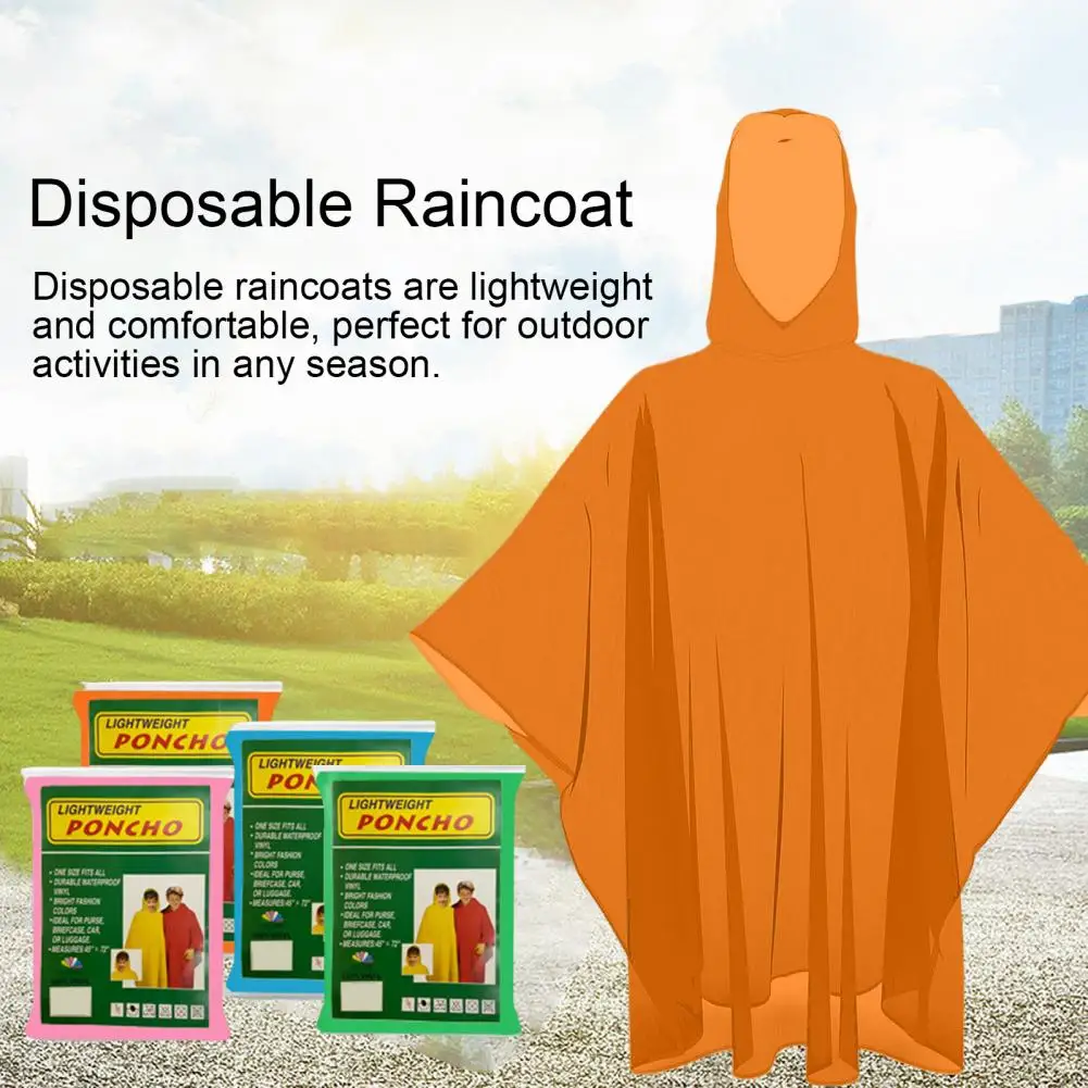 1 Set Raincoat Lightweight Disposable Rain Poncho Durable Convenient Hooded Rain Cape for Adults Children