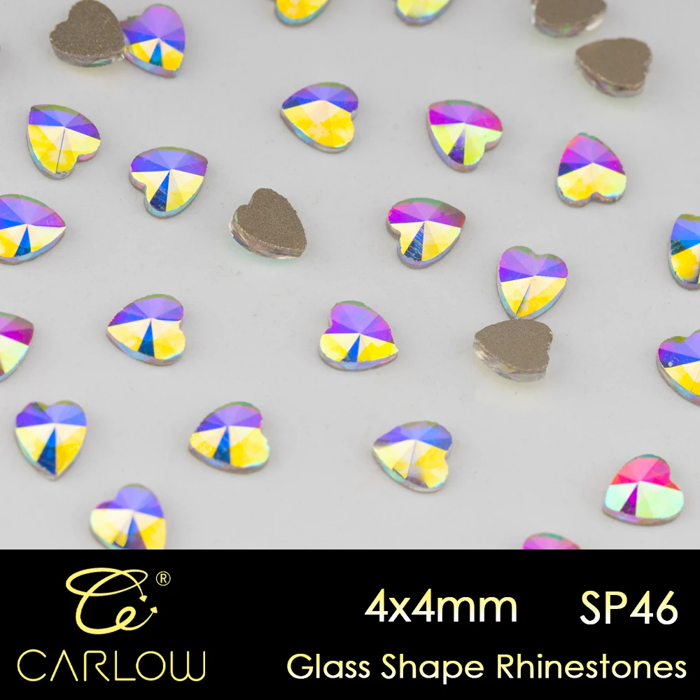 

CARLOW 4 мм в форме сердца AAAAA Кристаллы из стекла для ногтевого дизайна бриллианты Золотая плоская задняя сторона без горячей фиксации камни для личной идентификации