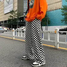 

High Street Plaid Pants Women Baggy Spring 2022 Fashion High Waist Trousers Checkerboard Sag Casual Wide Leg Pant MINGLIUSILI