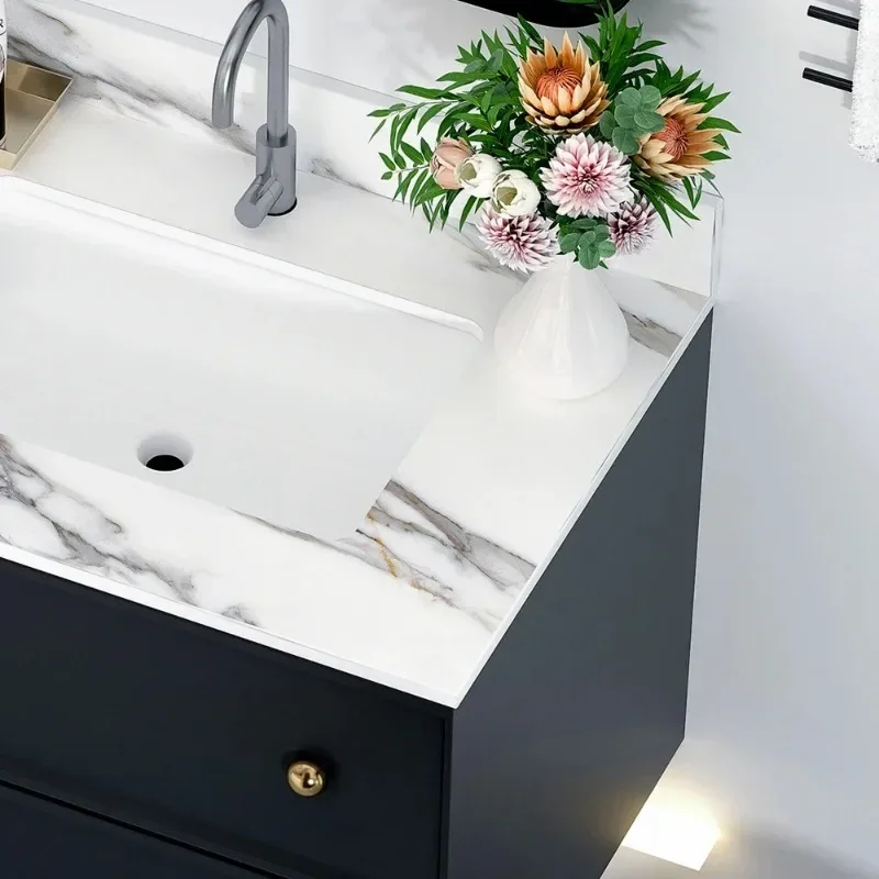 31-inch Marble Dressing Table Bathroom Cabinet Light Luxury Wash Basin Bathroom Combination Slate Integrated Basin Wash Basin 4