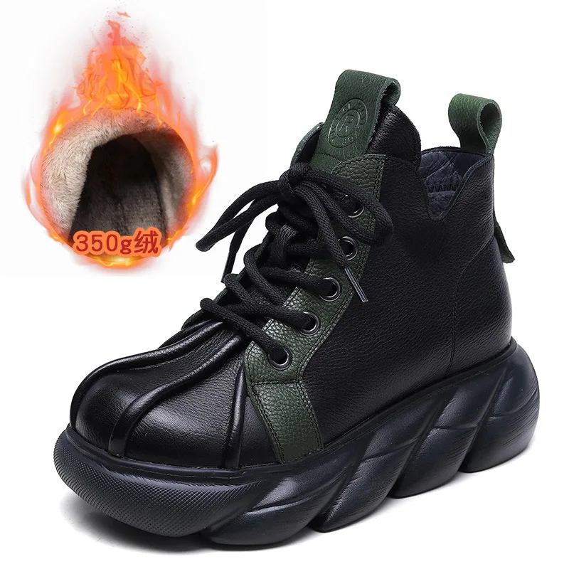 

Fujin 6cm Platform Wedge Autumn Spring Booties Woman Moccasins Winter Plush Shoes Ankle Boots Genuine Leather Ethnic Comfy 2024