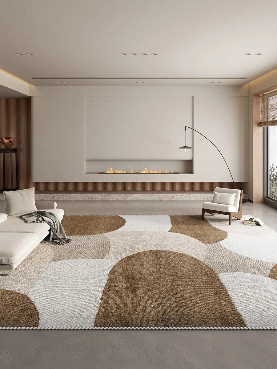 Modern Minimalist Geometric Pattern Large Area Living Room Carpets Beige Brown Bedroom Carpet Super Non-slip Creative Art Rug IG 3