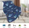 Blue Sharks Blanket, Customized Name Shark Blanket Gifts for Kids Adults, Soft Cozy Flannel Fleece Throw Blanket for 4