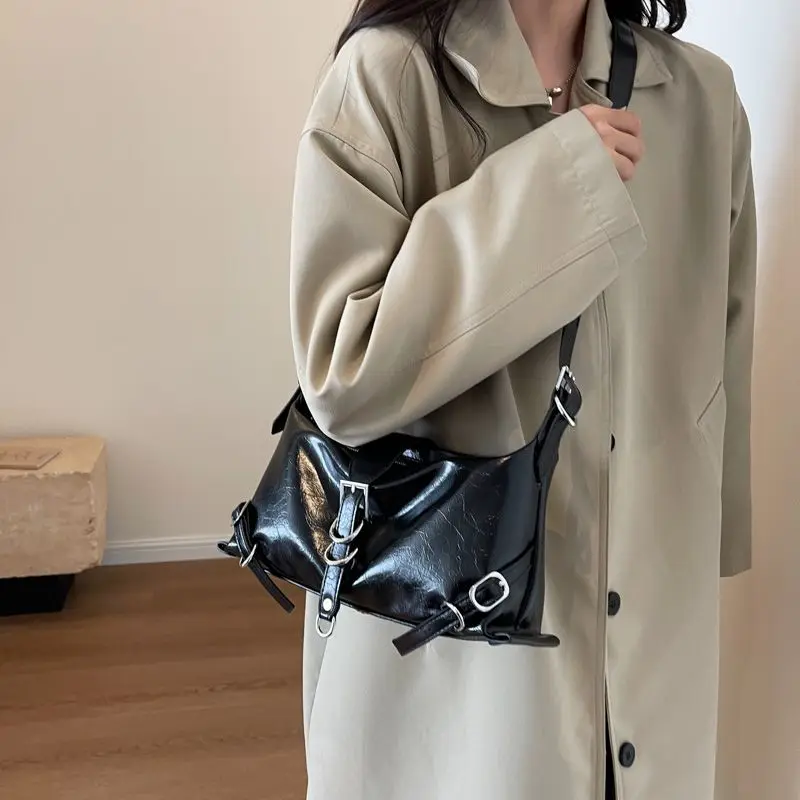 Elegant Pu Leather Buckle Female Handbags Spicy Girl Underarm Bag Shoulder Bags Women Crossbody Bag Trendy All Match