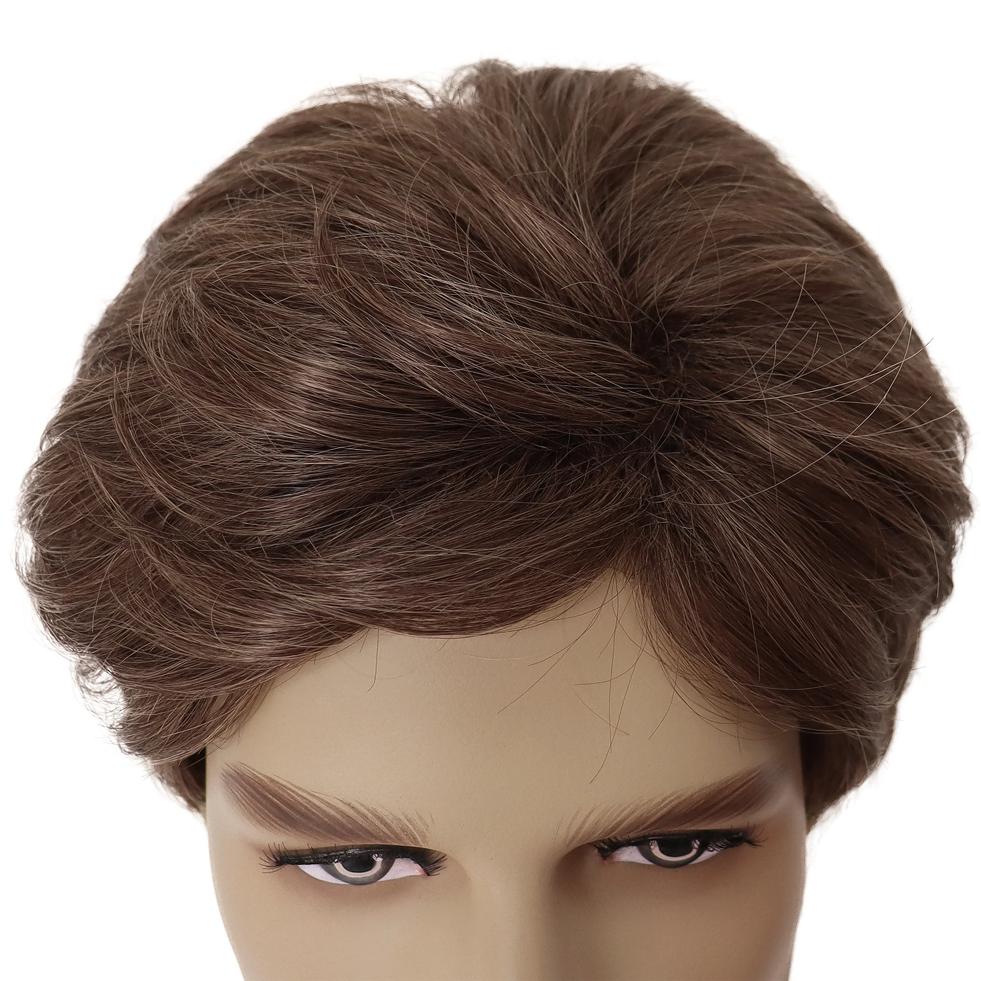 Synthetic Hair Men's Wig Short Haircuts Brown Wig with Bangs Natural Hairstyles for Hair Wigs Layered Curly Glueless Wigs Male