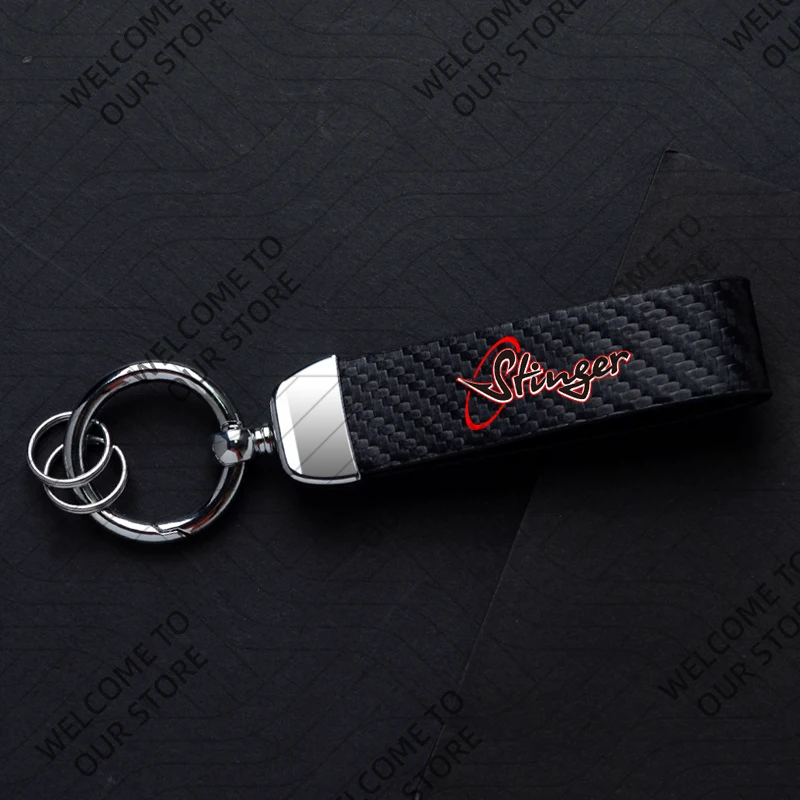 Sleek Carbon Fiber Leather Keychain - Zinc Alloy Custom Gift with Key Ring Accessories