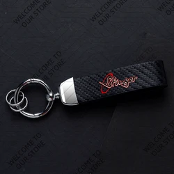 Sleek Carbon Fiber Leather Keychain - Zinc Alloy Custom Gift with Key Ring Accessories (For STINGER Emblem)