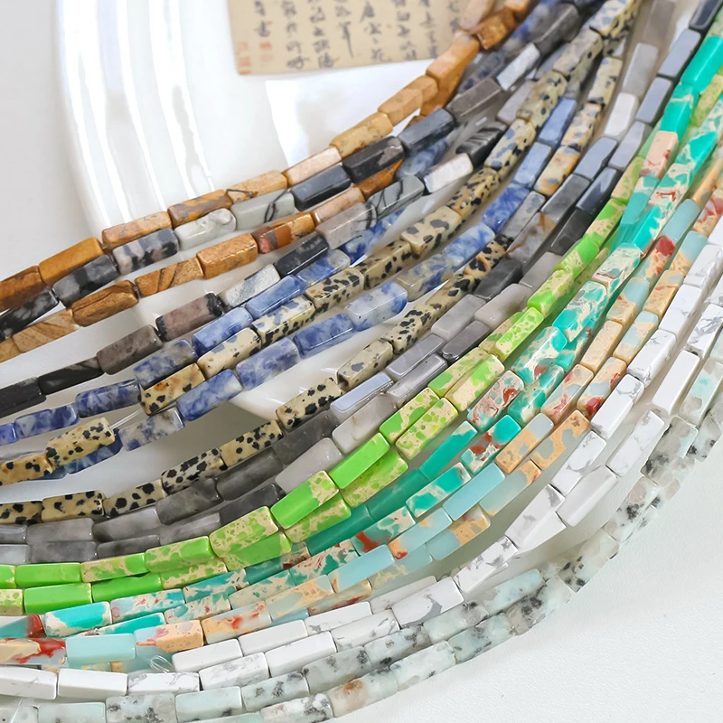 

Natural Stone Long Square Loose Beads DIY Handmade Beaded Necklace Bracelet Earrings Material Accessories