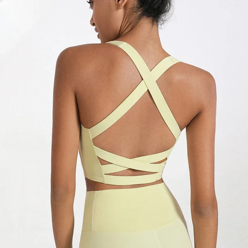 

AI New spring style beauty back sports underwear women shockproof running fitness bra gathered training yoga vest