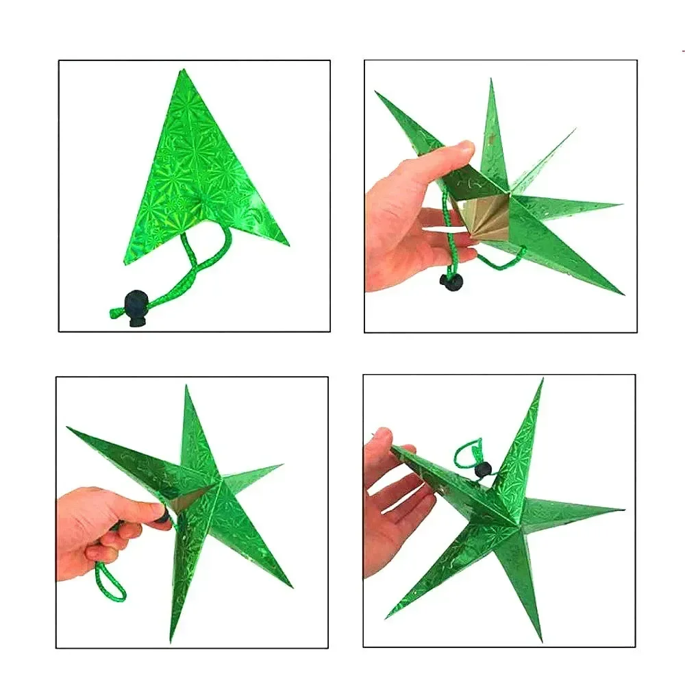 Christmas Star Decoration Three-dimensional Laser Five-pointed Paper Five-star Pendant Christmas Decorations Home Decor