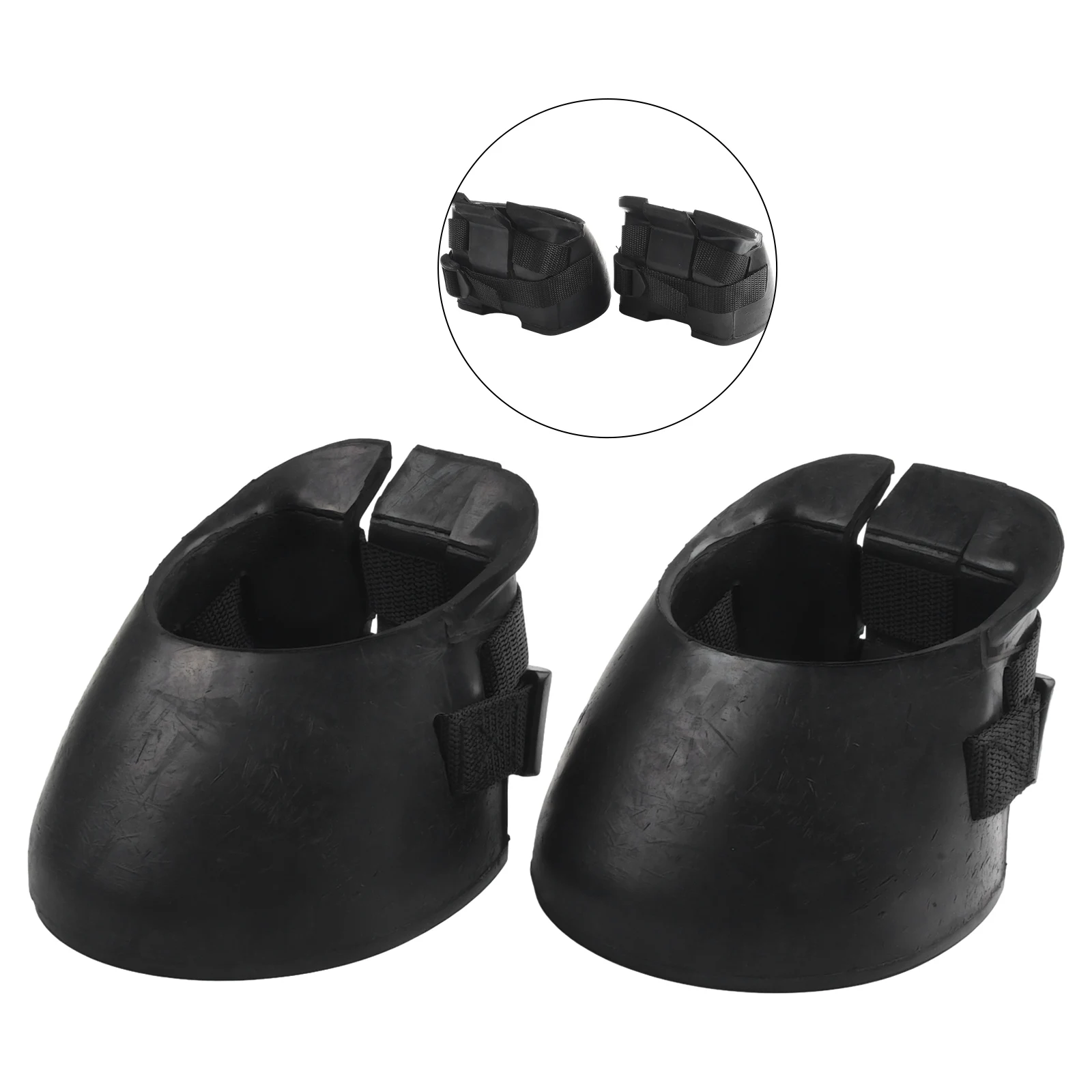 

High Quality Practical Durable Functional Horse Hoof Boots Protect Cover Rubber Sporting Black Isolate Dirty Water Optional Size